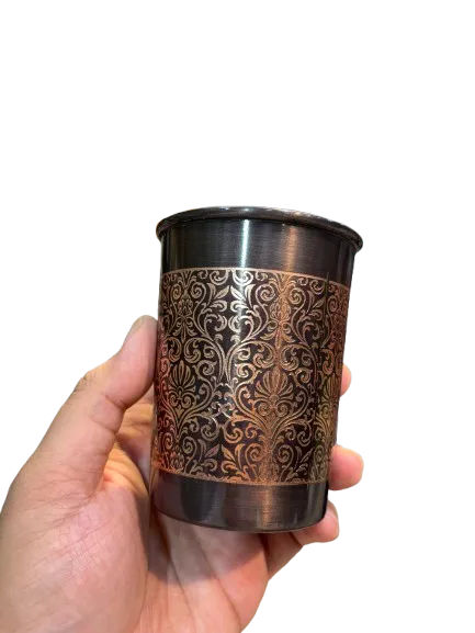 Copper glass set of 2 with etching work