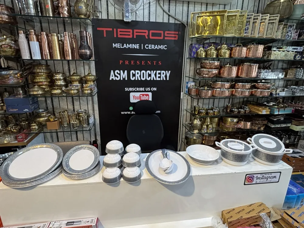 Tibros Melamine Dinner set 33 Pieces Blue Border