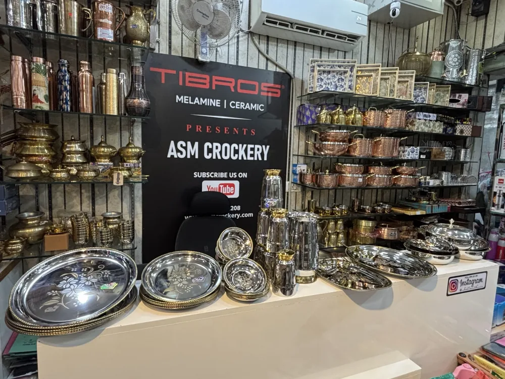 Global 52 pieces 2 tone steel and brass dinner set