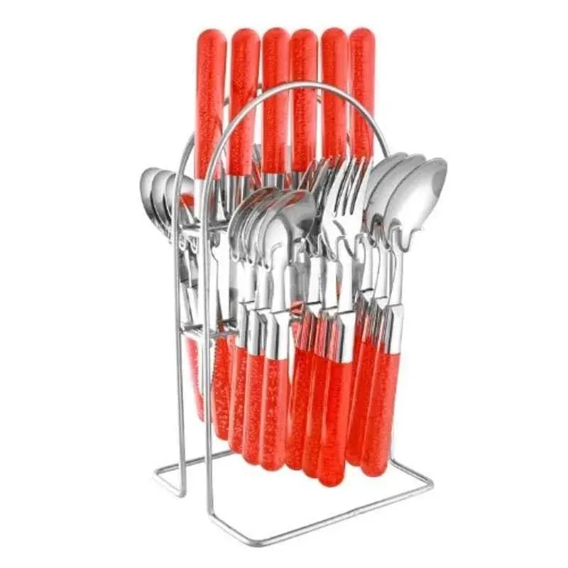 Red coloured cutlery set