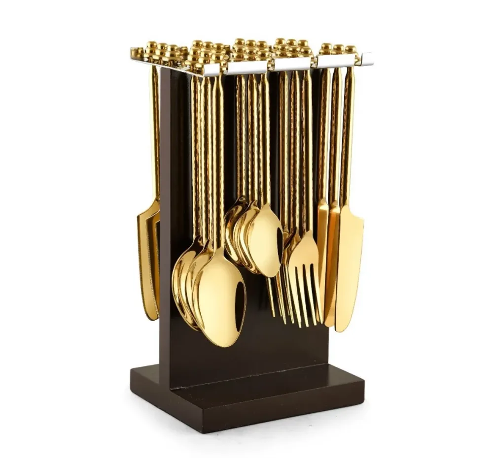 Exclusive Wooden Gold Cutlery set