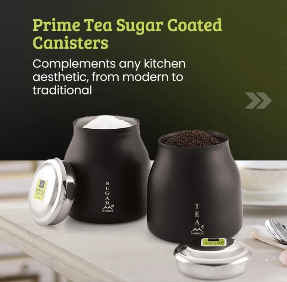 Tea Sugar Canisters SS Black