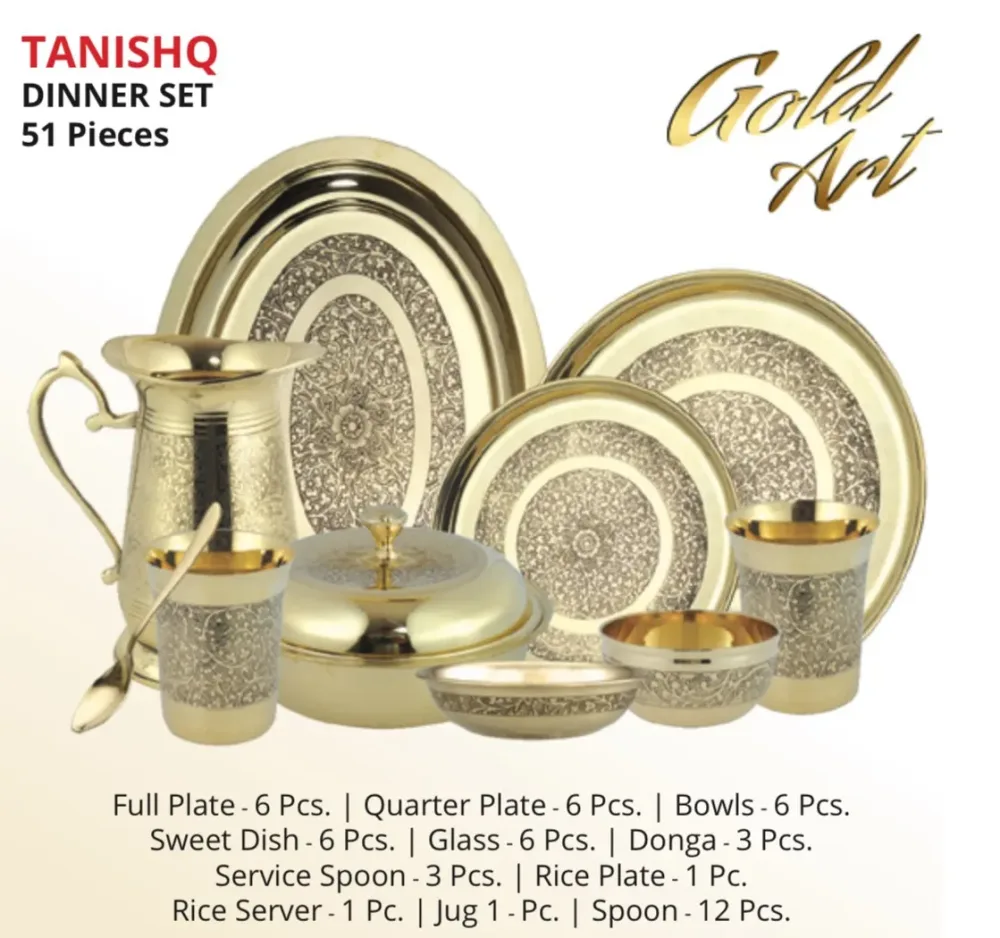Global Brass Dinner Set Engraved, Tanishq