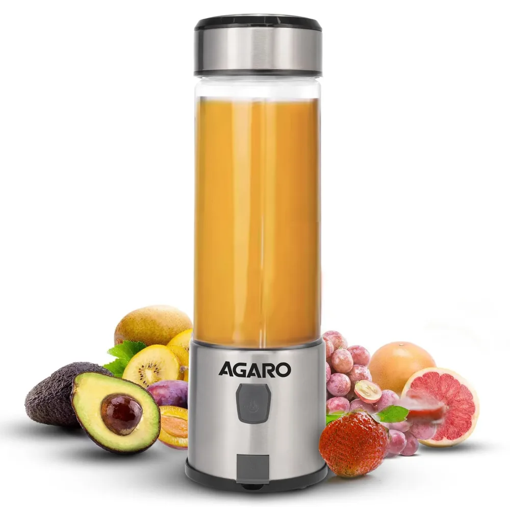 AGARO Galaxy Portable Blender, Portable Hand Blender For Kitchen, 450ml, For Smoothies, Shakes, 126W, 3000 mAh Battery, USB Rechargeable, Stainless Steel Blade