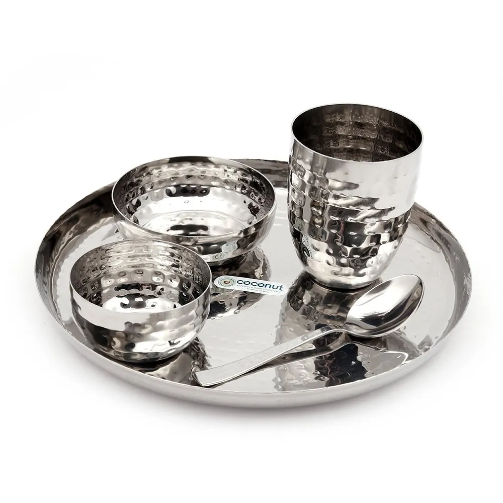 Coconut 51 pieces stainless steel dinner set, Hammered