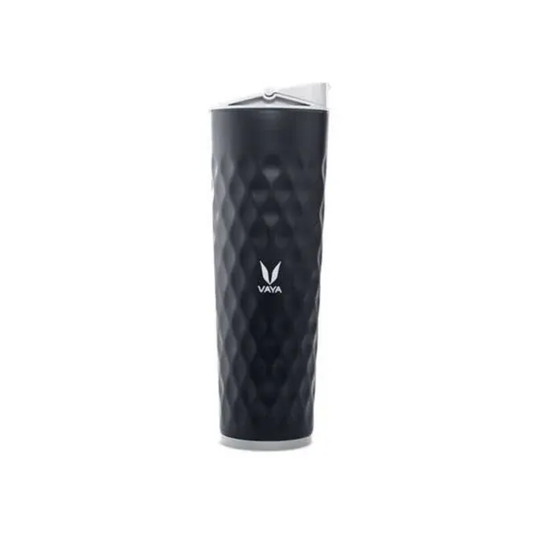 VAYA DRYNK Stainless Steel Water Bottle for Office, 600ml Vacuum Insulated Flask Water Bottle with Sipper Lid, Hot and Cold Thermos Flask for Adults, Leakproof Travel Bottle, Black