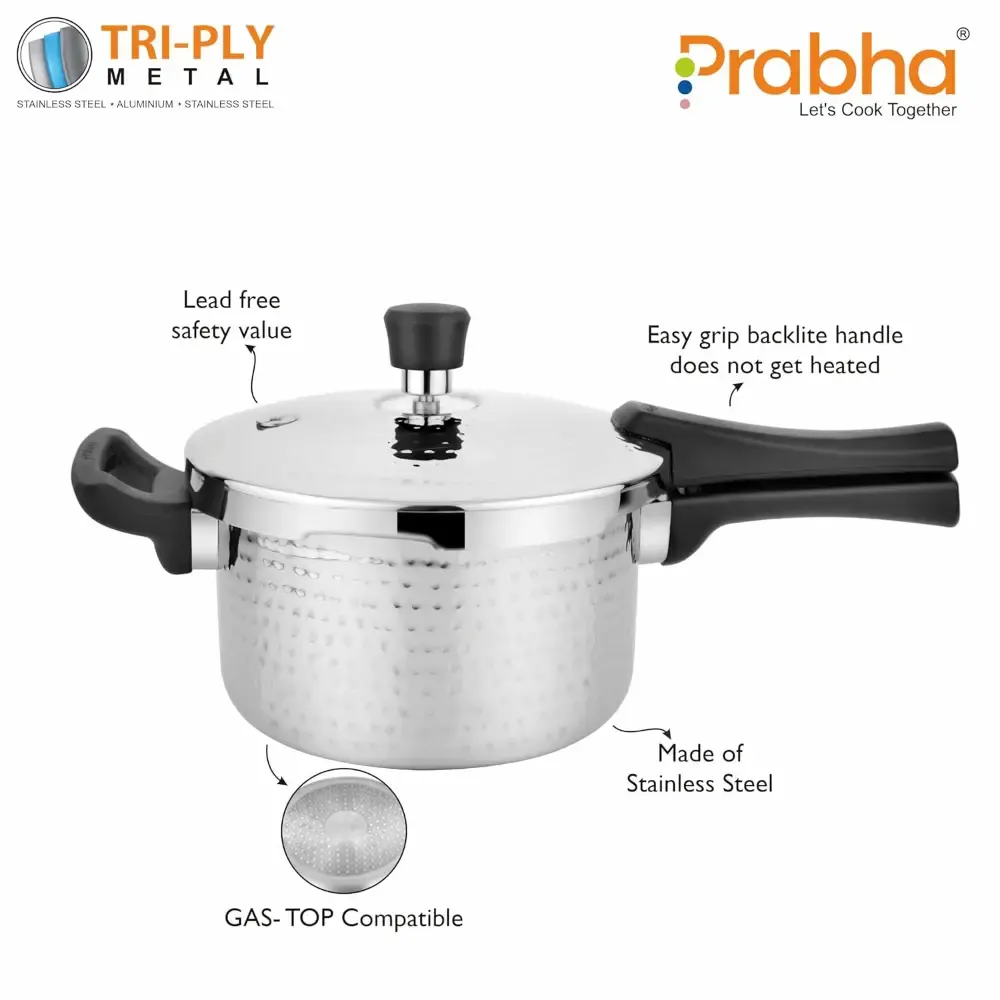 Prabha Whizz Hammered Pressure Cooker Outer Lid, Induction and Gas Compatible