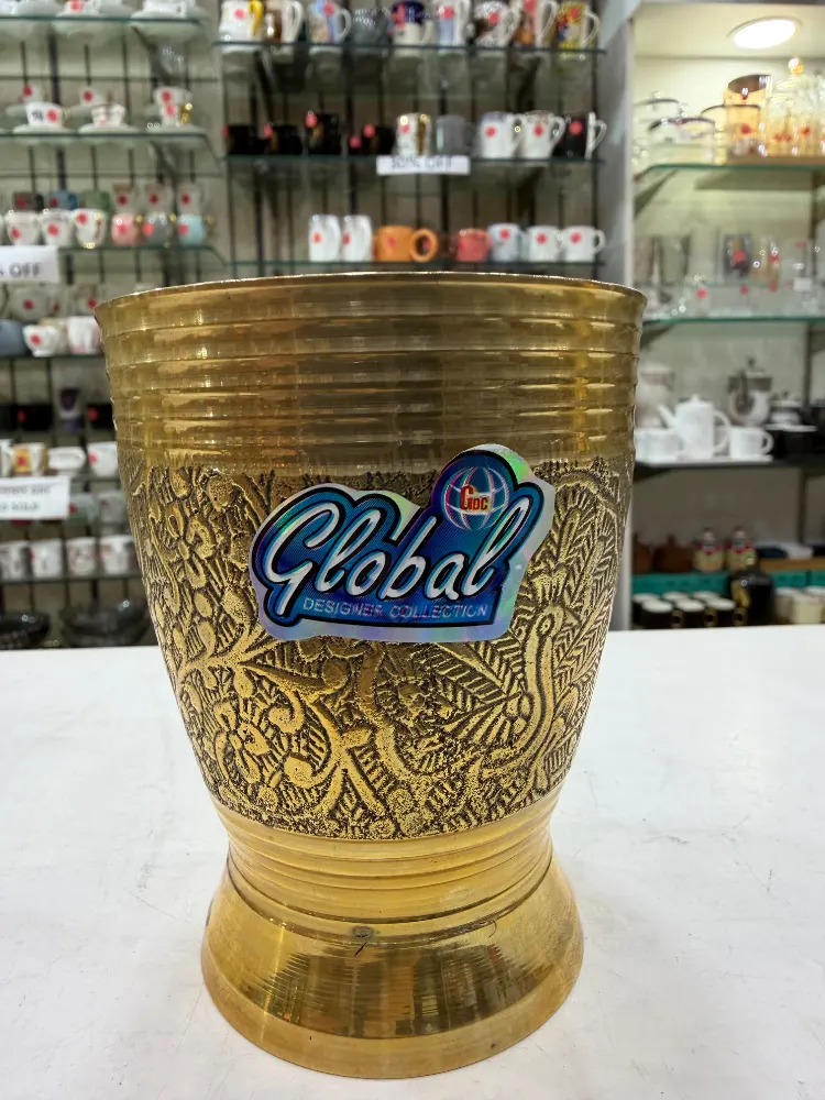 Global Brass Glass set of 6 peacock