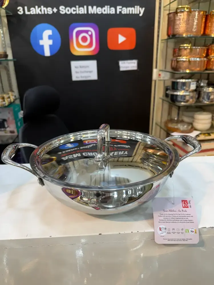 FNS triple layer kadhai with vaccum handle and induction base, 10 year warranty