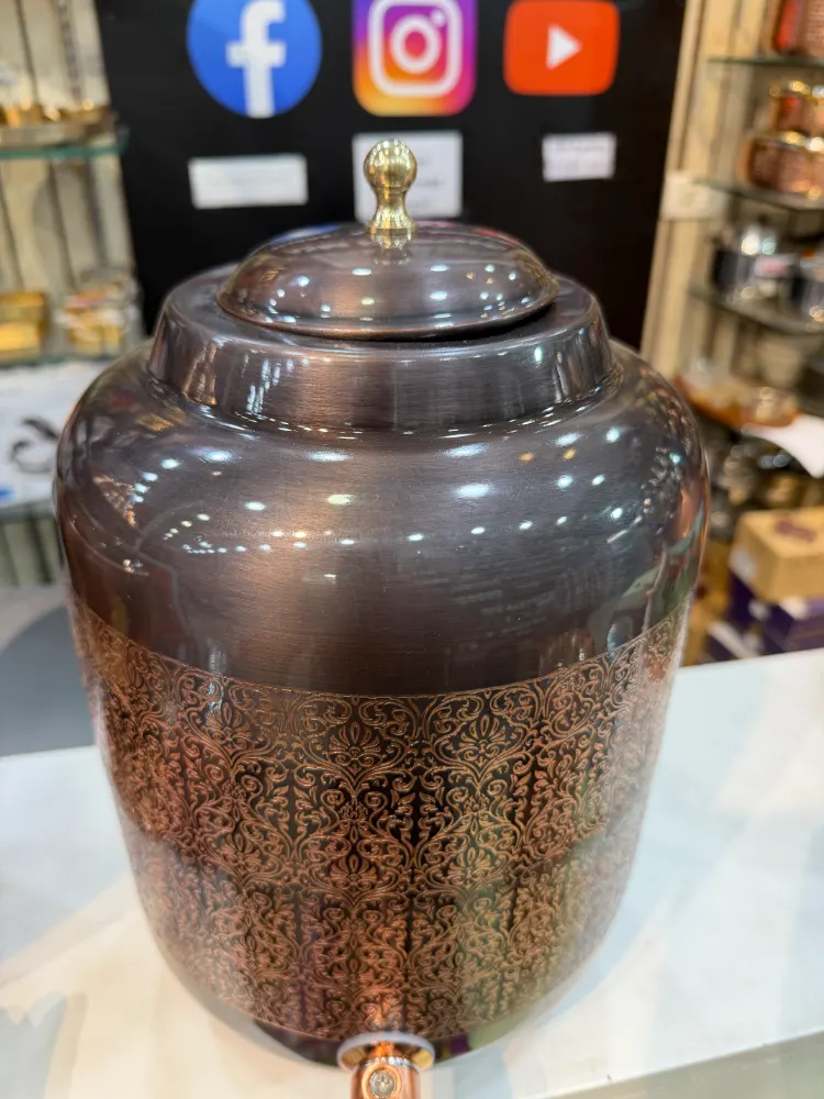 Copper matka with  tap Black Antique look