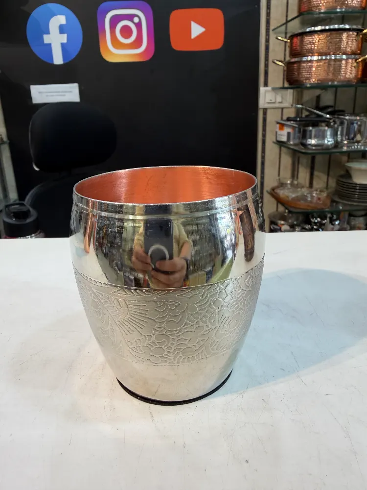 Copper glass set of 6 with etching work 