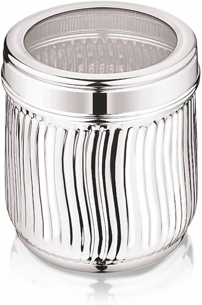 Stainless steel canister with see thru lid S cross