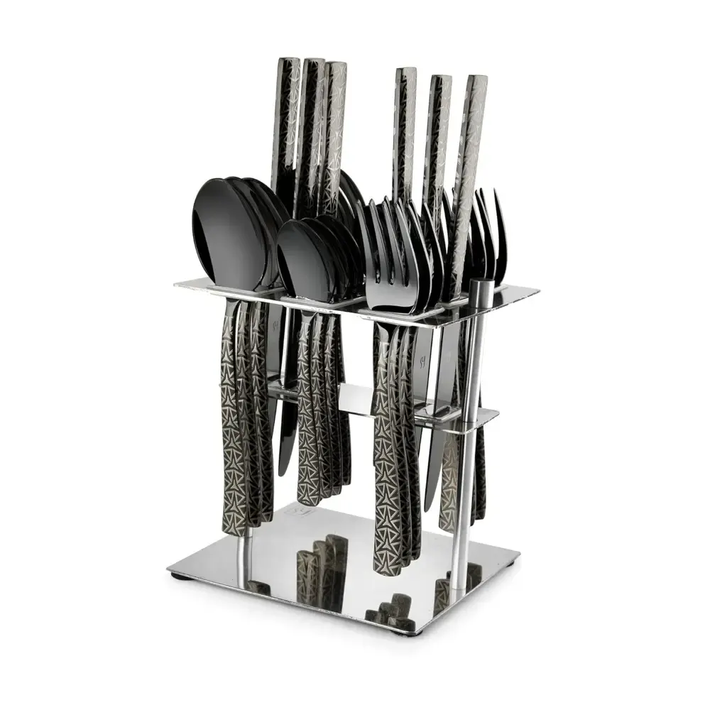 Phoenix Black Cutlery stand 24 pcs
