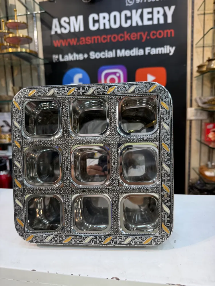 Antique Masala box Stainless steel heavy weight square see thru