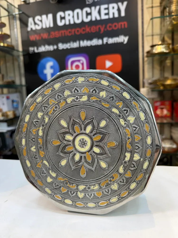 Antique Masala box Stainless steel heavy weight Decagon shape