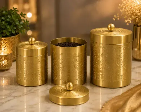 Brass containers set of 3 for dryfruits etc.