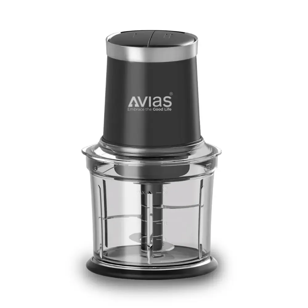 AVIAS Avismart Electric Vegetable Chopper for Kitchen with 2 Speed Modes, 300 Watts Copper Motor, 900 ml | 4 Stainless Steel Blades to Chop Vegetables, Nuts | 2 Years Warranty (Black)