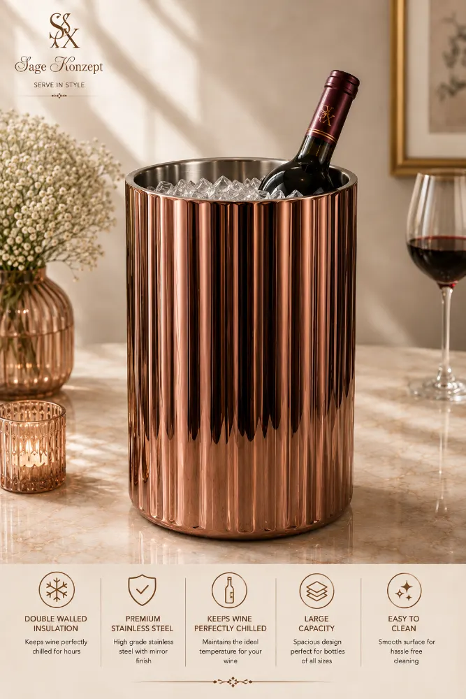 Premium PVD Coated Wine chiller, Stainless Steel material