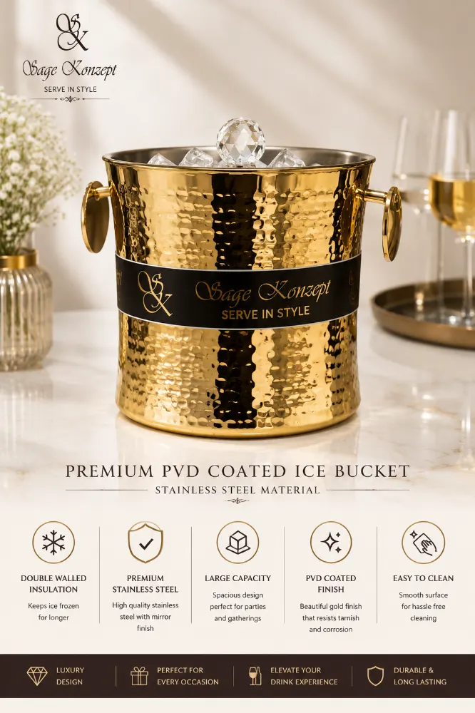 Premium PVD Coated Ice Bucket, Stainless Steel material