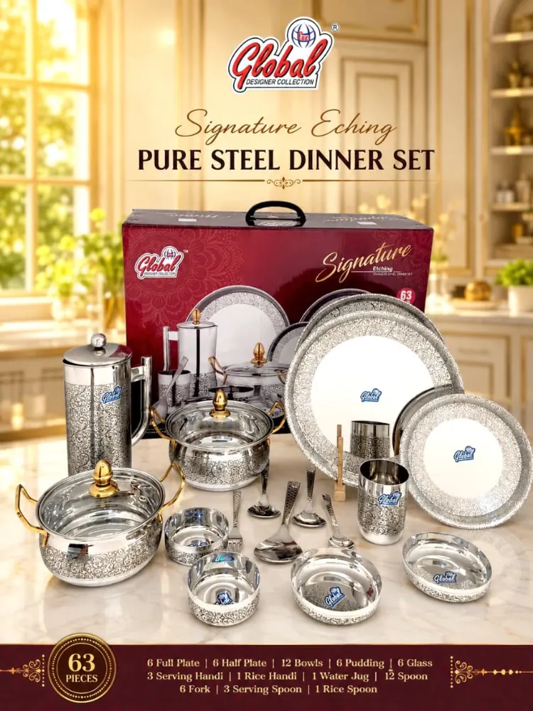 Global Stainless Steel Dinner set, 63 pieces set with gift box packing Copy