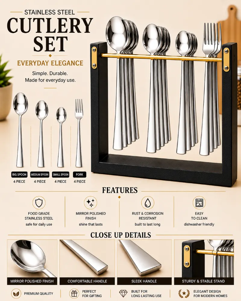Wooden Stainless Steel Cutlery set 
