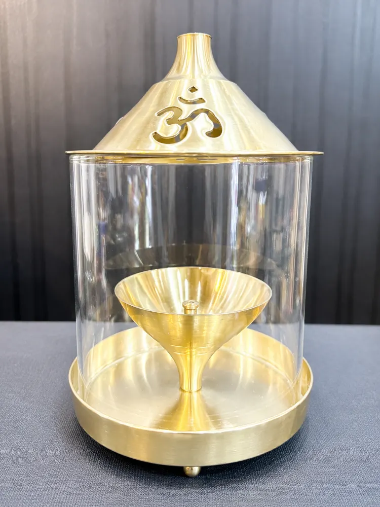 Akhand Diya Om Large Golden