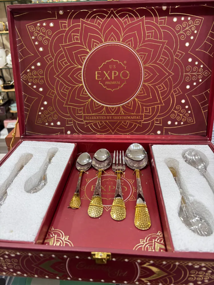 Expo Stainless Steel with PVD Gold Coated Cutlery set in Box 24 Pieces Set