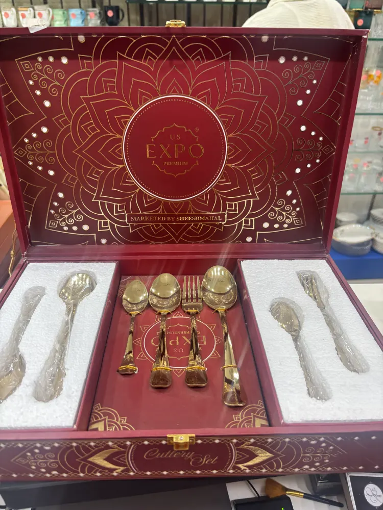 Expo Stainless Steel Rose Gold Cutlery set in Box 24 Pieces Set 