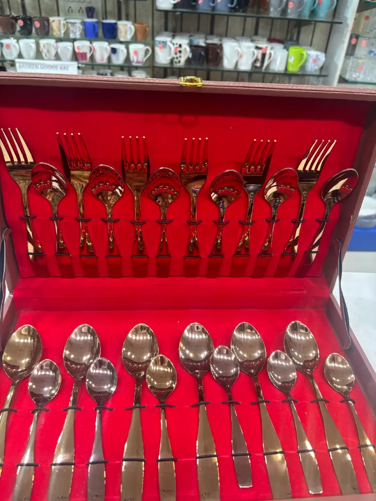 PVD Rose Gold Stainless Steel Cutlery set in Box 24 Pieces Set 