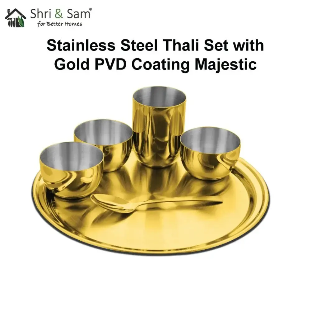 Shri and Sam Majestic PVD Gold Thali set