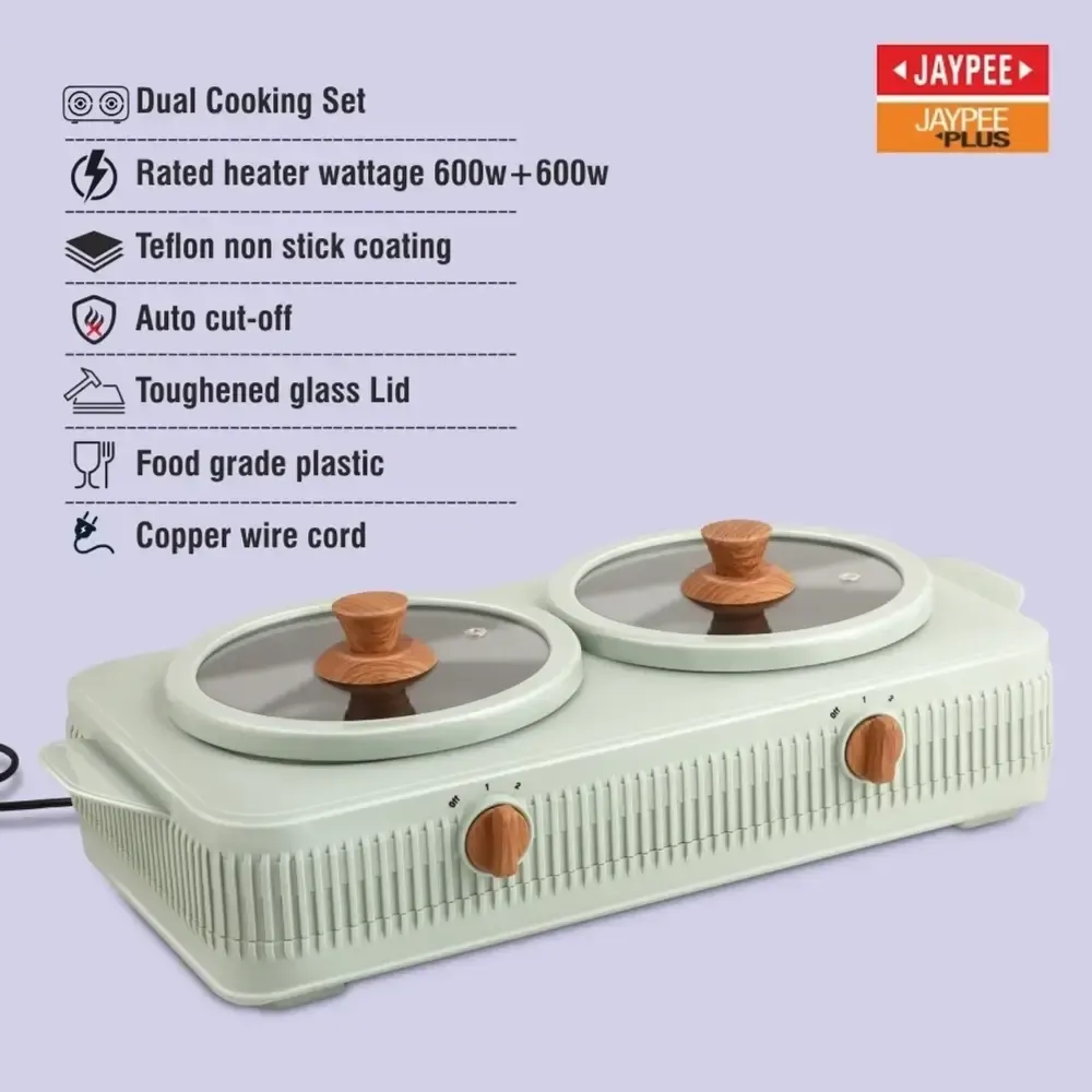Jaypee Plus Cook Smart Dual Cooking Station with Non Stick Coating for Reheating & Cooking Cook and Serve Casserole Set (1500 ml, 1500 ml)