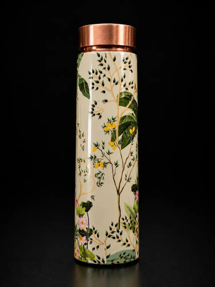 Signoraware Copper Bottle Leaf and Lotus Print
