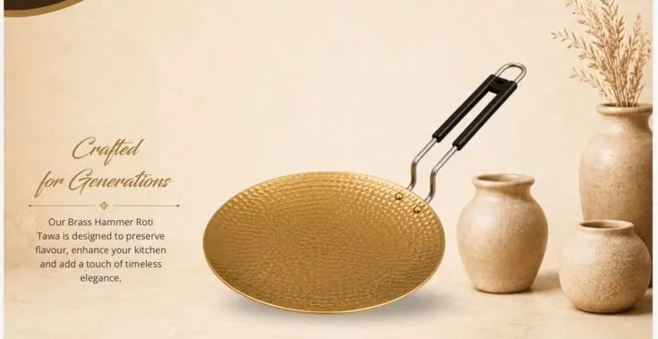 Pure Brass Tawa 11 Inch Hammered