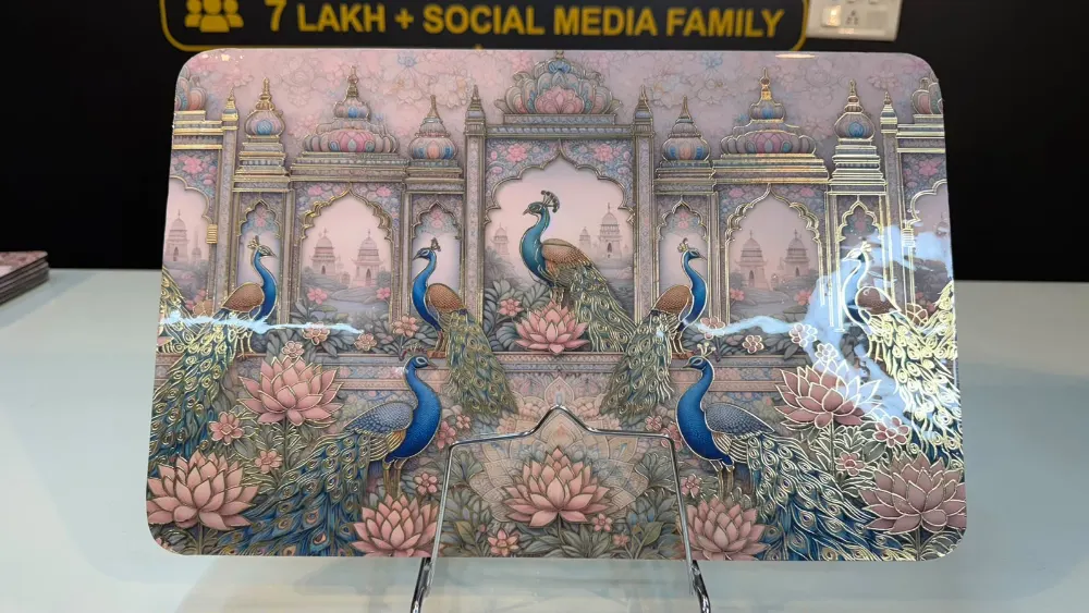 Multi Peacock Design Wooden Table Mat/ Place Mats set of 6