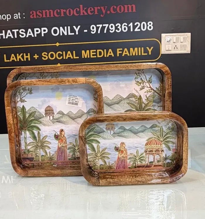 Wooden Tray set of 3 Royal Heritage