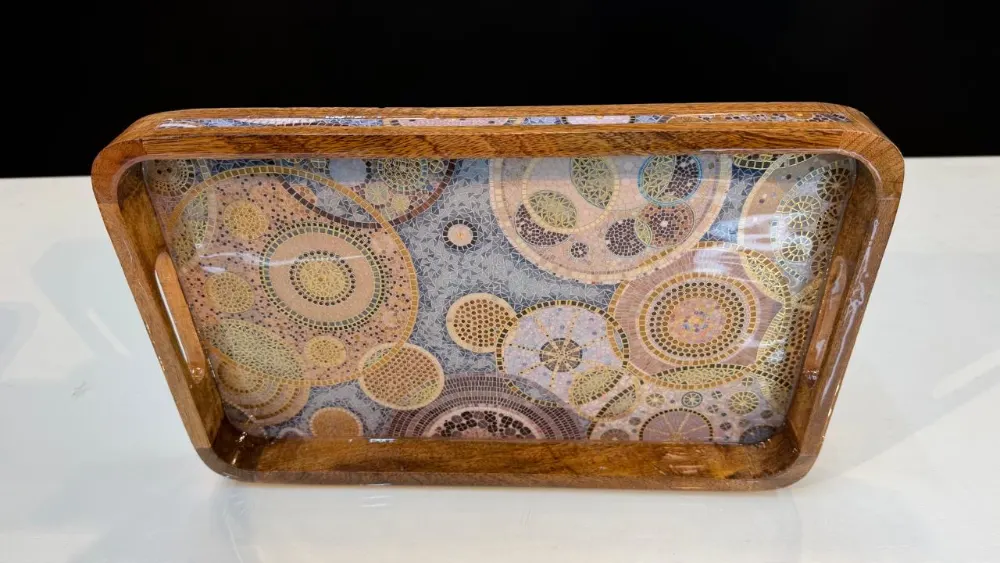 Wooden Tray set of 2 Circle Design